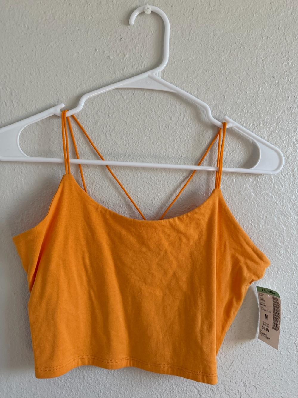 Papaya Orange Spaghetti-Strap Crop Top